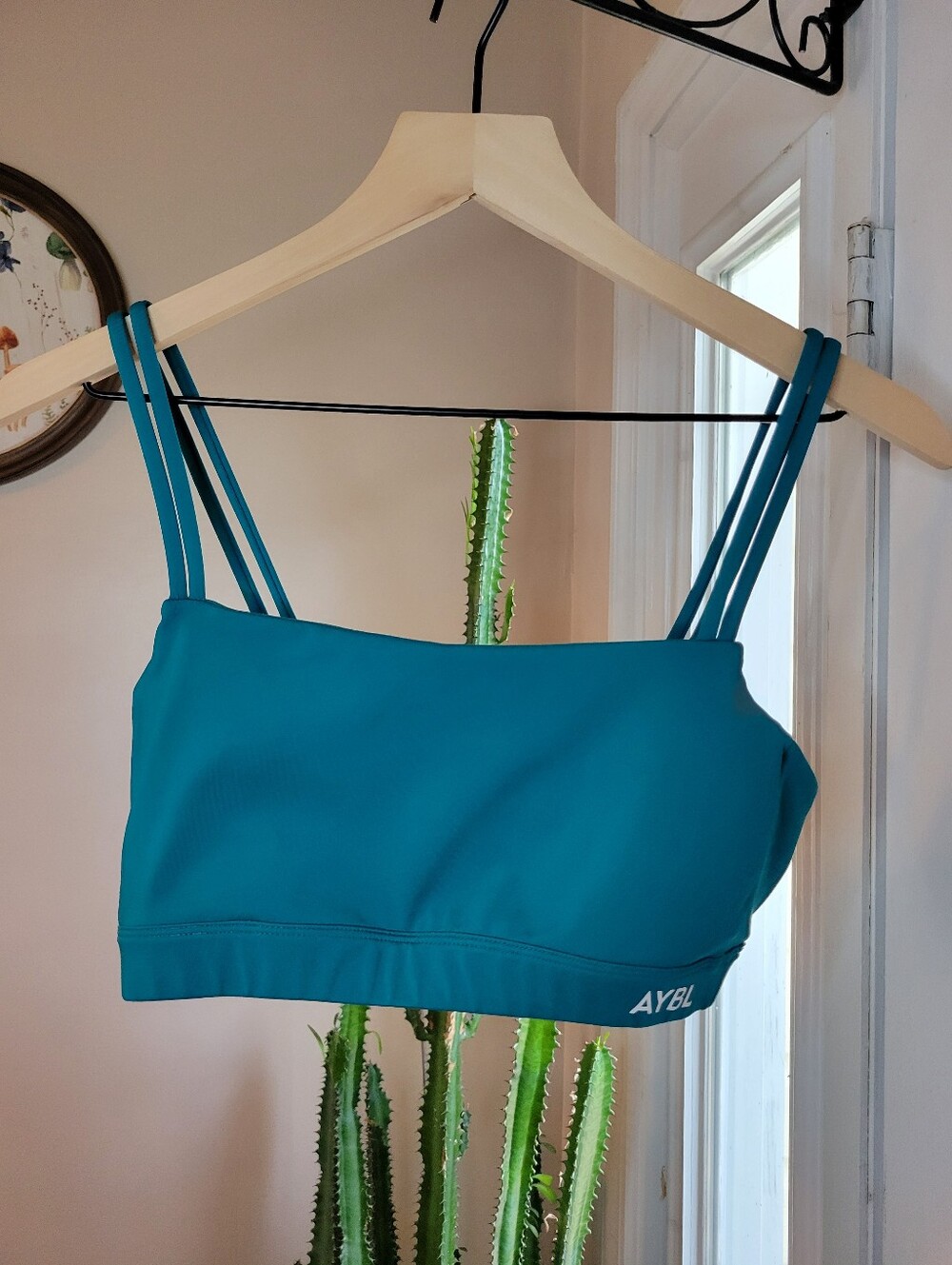 AYBL Essential Bandeau Teal Comfortable Sports Bra, Size Womens Medium